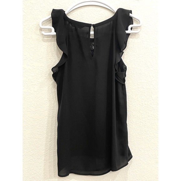 Express Sleeveless Black Ruffle Tank Top Shirt XS Women's Extra Small Career - Picture 4 of 7